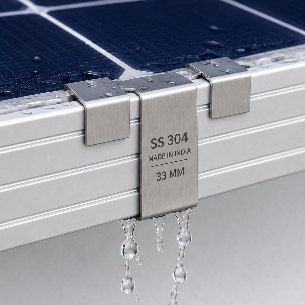 SS 304 Solar water drain clip Pro (33mm, 12 Pcs for 6 panel)