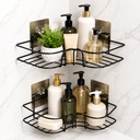 Black Metal Double Corner Bathroom Shelf